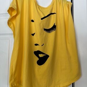 SHEIN Curvy Yellow Face Print Tee
